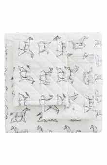 MELANGE HOME Horse Flannel Quilt & Sham Set