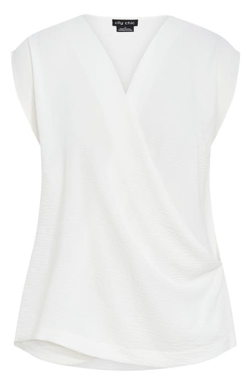City Chic Ciara Crepe Top In Ivory