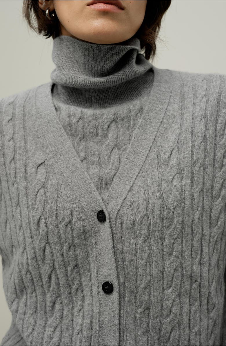 Lilysilk Cable-Knit Baby Cashmere Cardigan, Alternate, color, Husky