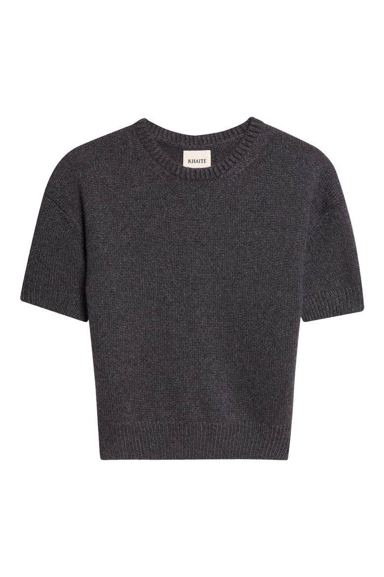 Golden Short Sleeve Cashmere Sweater, Alternate, color, CHARCOAL