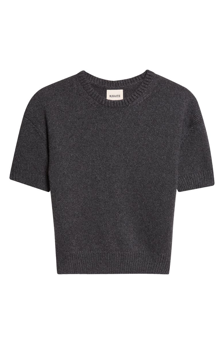 Khaite Golden Short Sleeve Cashmere Sweater, Alternate, color, Charcoal