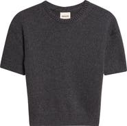 Khaite Golden Short Sleeve Cashmere Sweater