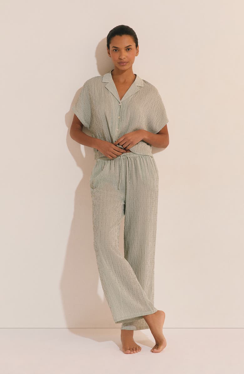 Etam Oselia Wide Leg Pajama Pants, Alternate, color, Imp Fond Vert