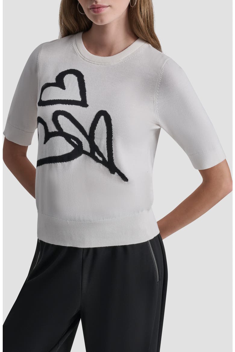 Graffiti Hearts Cotton Sweater, Main, color, IVORY/BLACK