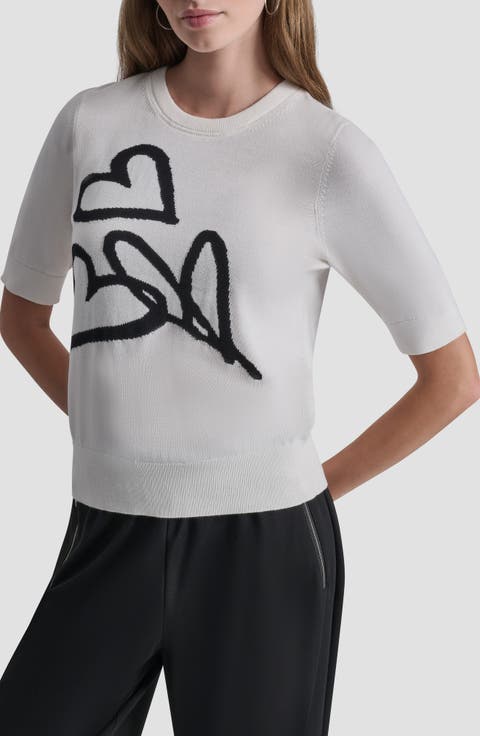 Graffiti Hearts Cotton Sweater