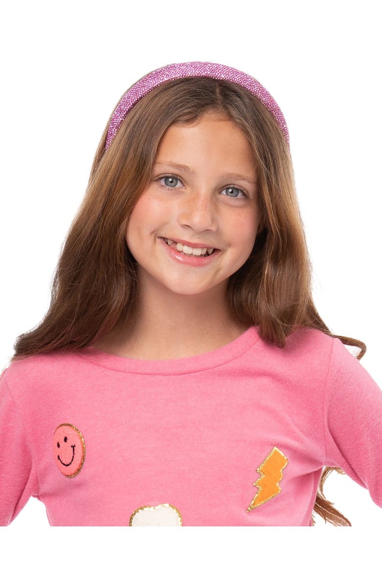 1" crystal puff headband, Alternate, color, Pink