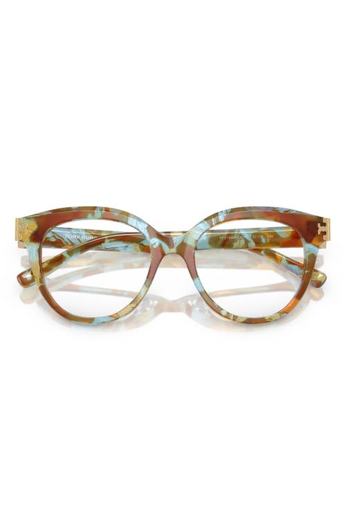 Tory Burch 51mm Phantos Optical Glasses In Blue Tortoise