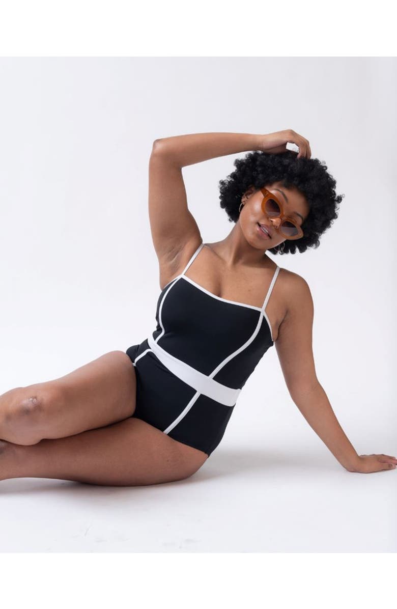 Lime Ricki Swimwear Classic One-Piece, Alternate, color, Black