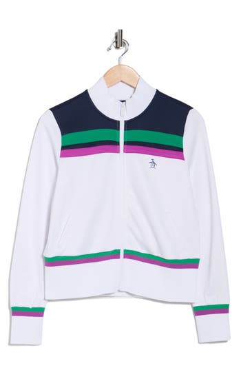 Original Penguin Crop Full Zip Sweatshirt In White