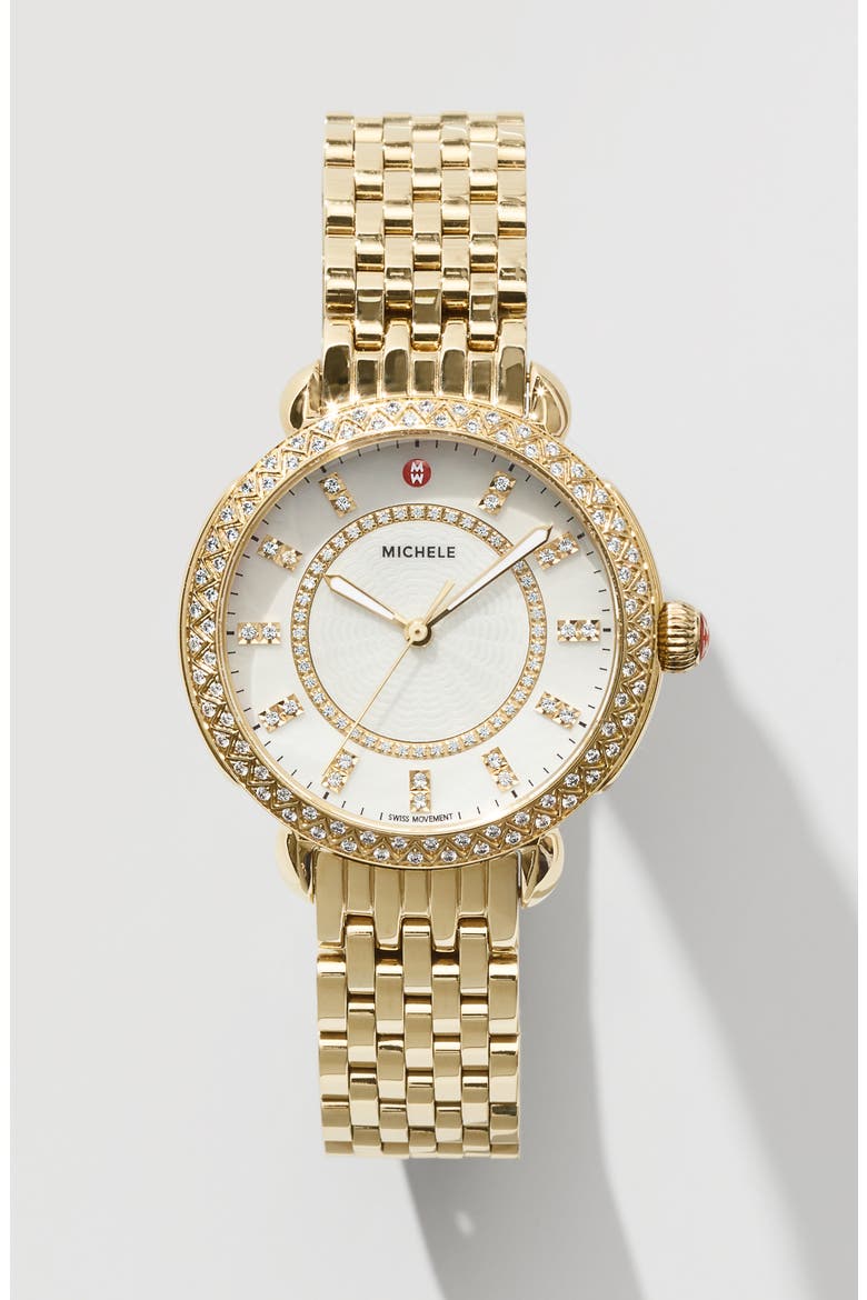 Sidney Classic Diamond Bracelet Watch, 33mm, Alternate, color, SILVER/ WHITE MOP/ SILVER