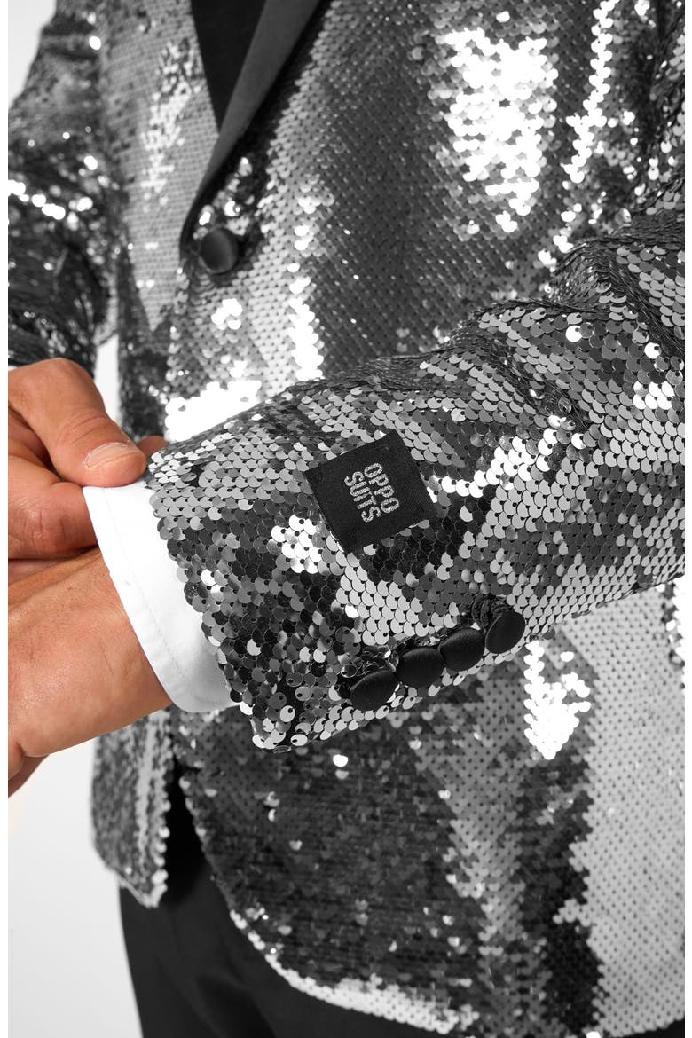 Shiny Silver Sequin Dinner Jacket, Alternate, color, SILVER