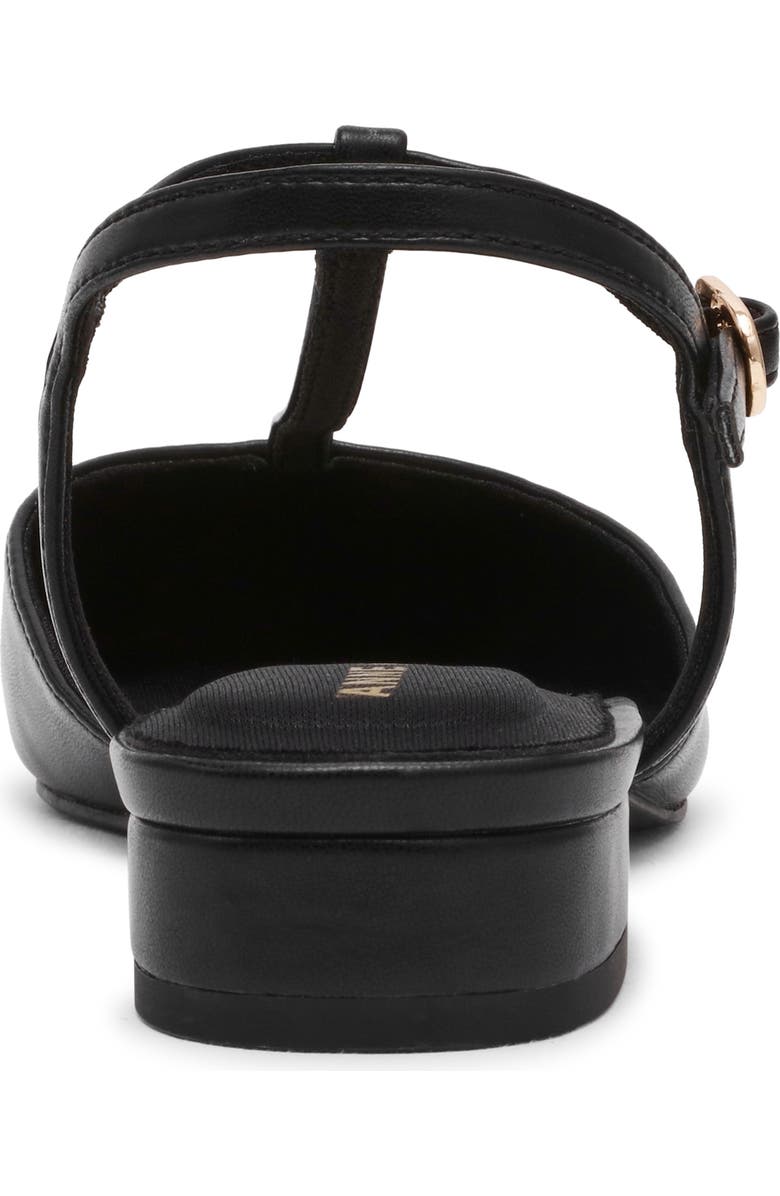 Anne Klein Emily Ankle Strap Pointed Toe Flat, Alternate, color, Black Smooth