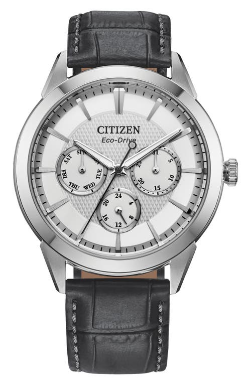 Citizen Mens Gray Leather Strap Watch Bu2110-01a In Multi