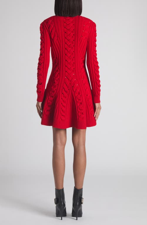 Alexander Mcqueen Cable-knit Wool And Cashmere Minidress In Red