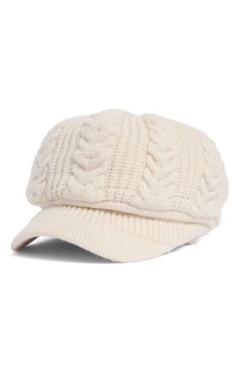 Nine West Slouchy Cable Knit Newsboy Cap In White