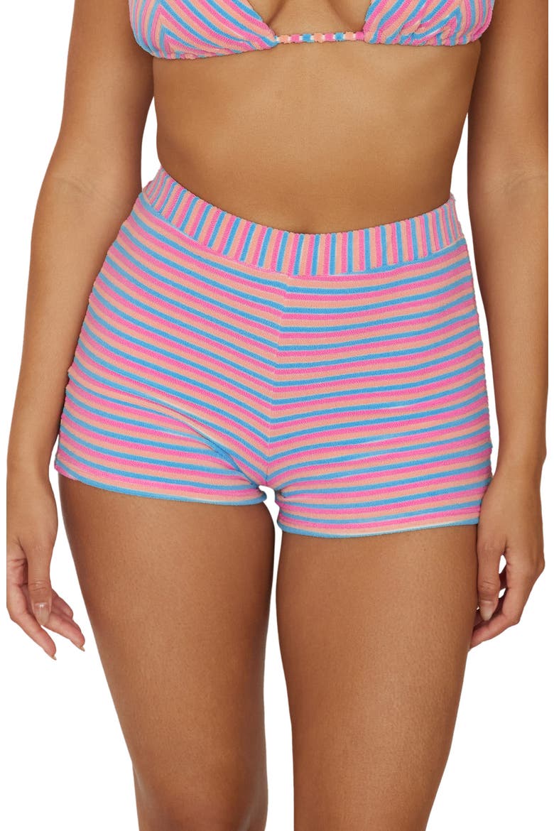Ella Stripe Terry Cover-Up Shorts, Main, color, SHERBERT