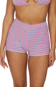 PQ SWIM Ella Stripe Terry Cover-Up Shorts