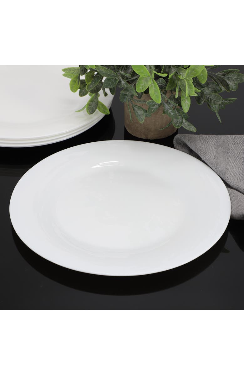 Gibson Ultra White Shadow 6 Piece 10 Inch Opal Glass Dinner Plate Set, Alternate, color, White