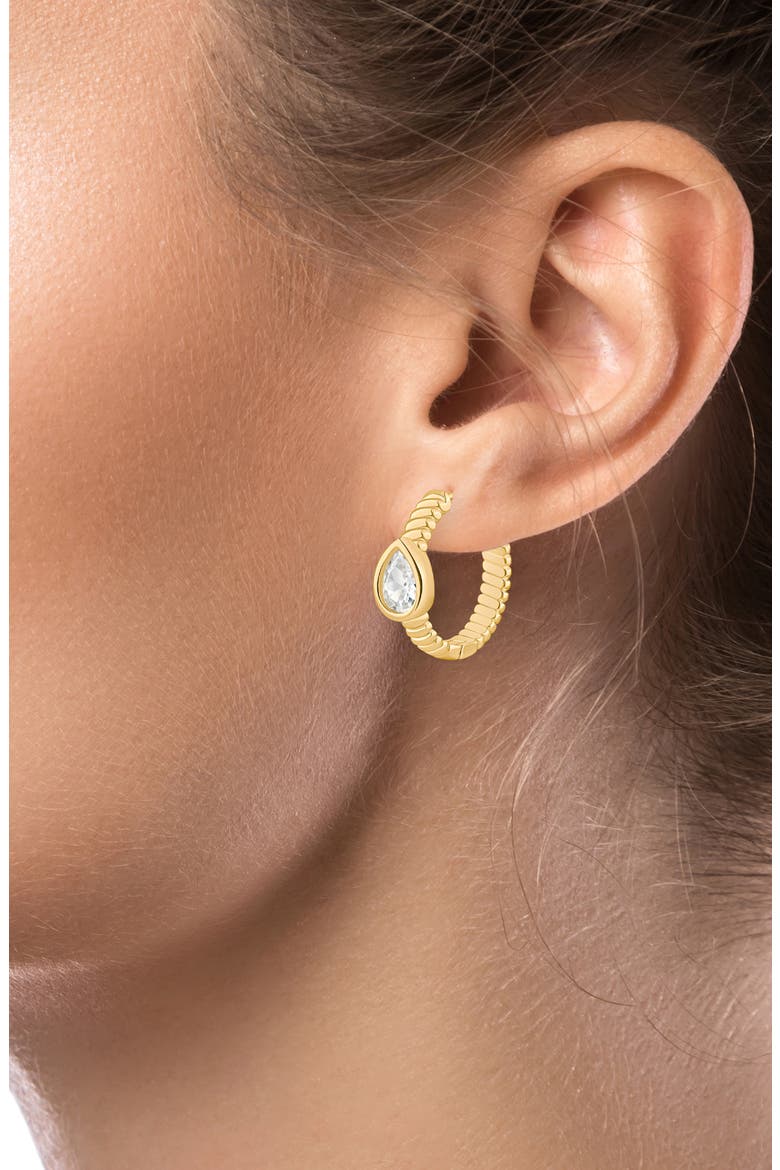 Cubic Zirconia Hoop Earrings, Alternate, color, GOLD