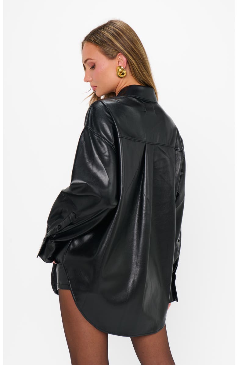 Show Me Your Mumu Lincoln Shirt Jacket, Alternate, color, Black Faux Leather
