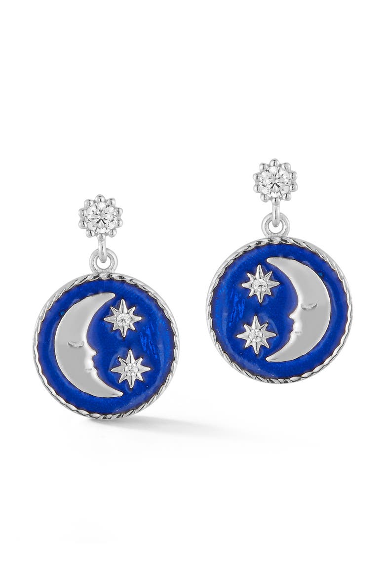 Moon Drop Earrings, Main, color, SILVER