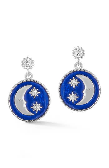 Sphera Milano Moon Drop Earrings In Silver