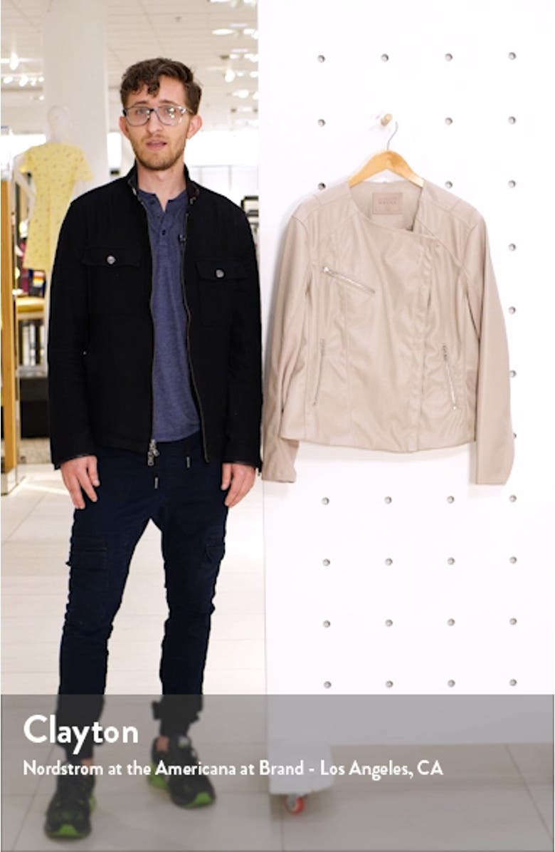 Record Breaker Collarless Faux Leather Moto Jacket, sales video thumbnail