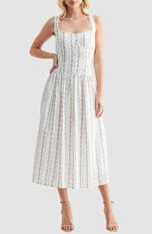 Lush Floral Button Detail Fit & Flare Midi Sundress