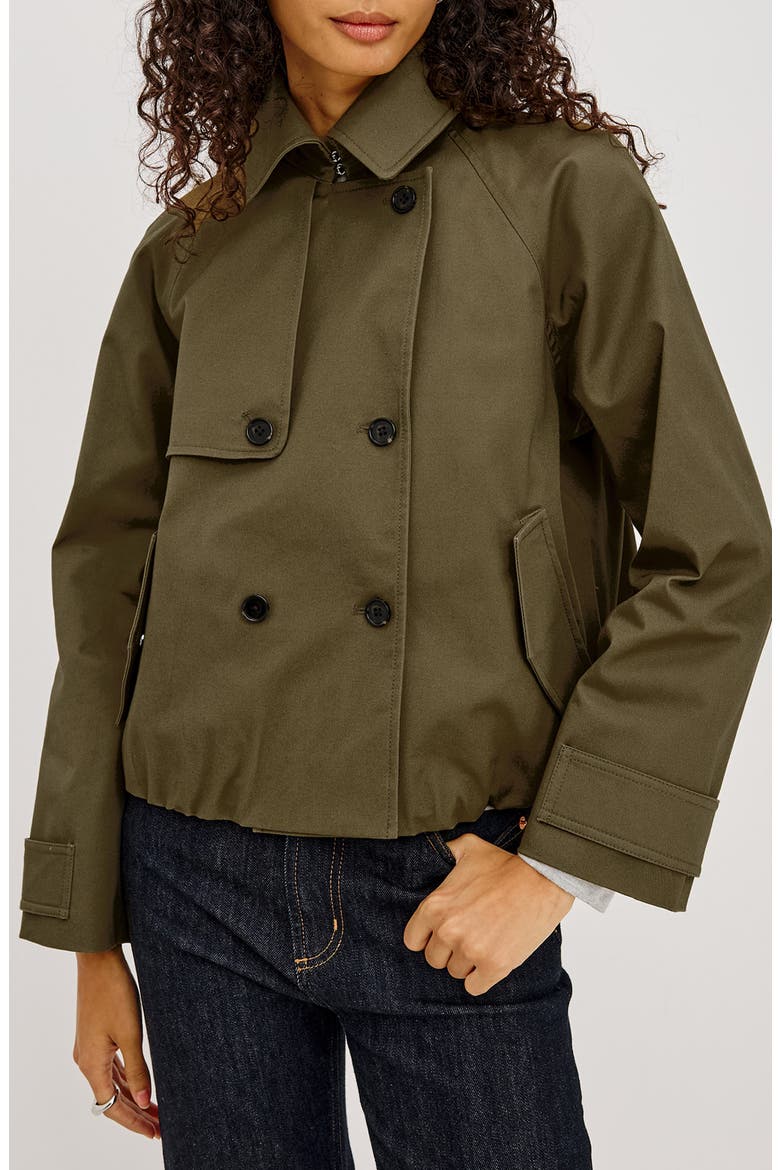 Jett Check Crop Trench Coat, Main, color, OLIVE
