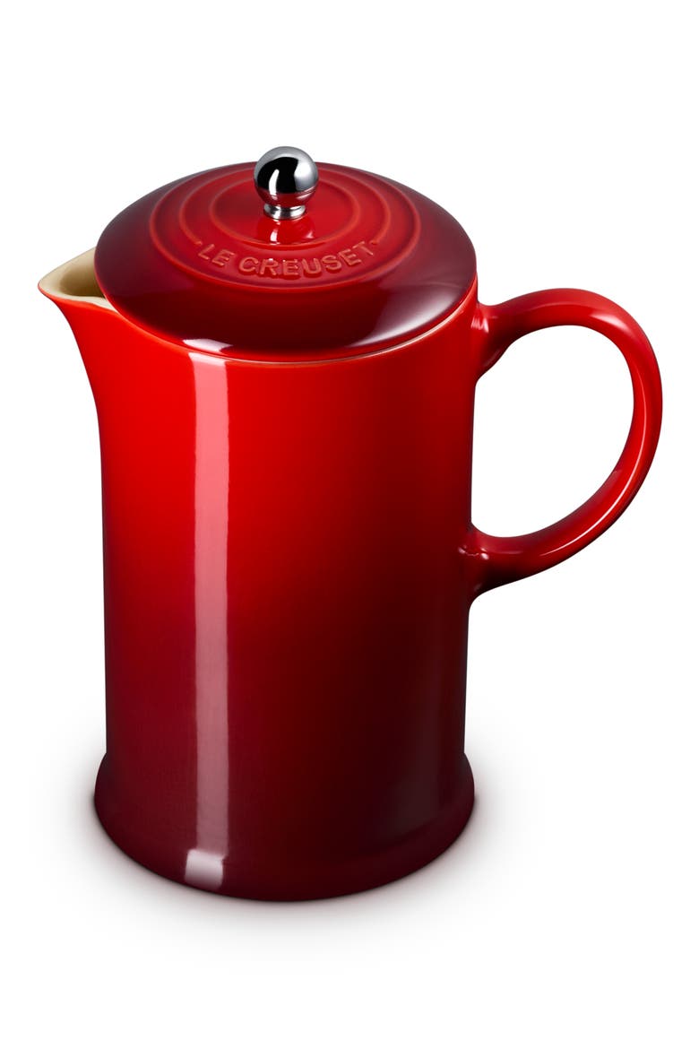 34-Ounce Stoneware French Press, Main, color, CERISE