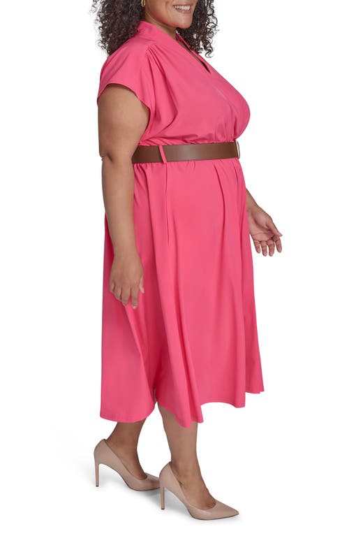 Shop Calvin Klein Comm Belted Midi Shirtdress In Rosebud