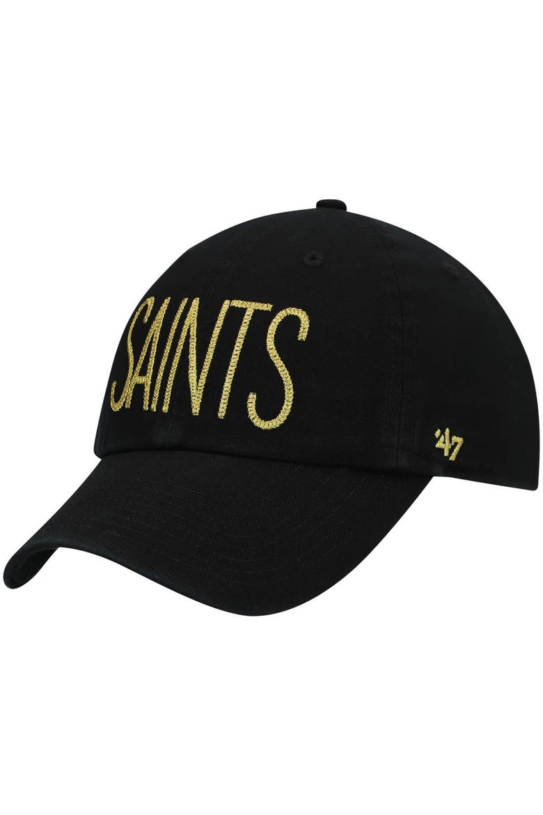 Women's '47 Black New Orleans Saints Shimmer Text Clean Up Adjustable Hat, Main, color, Black