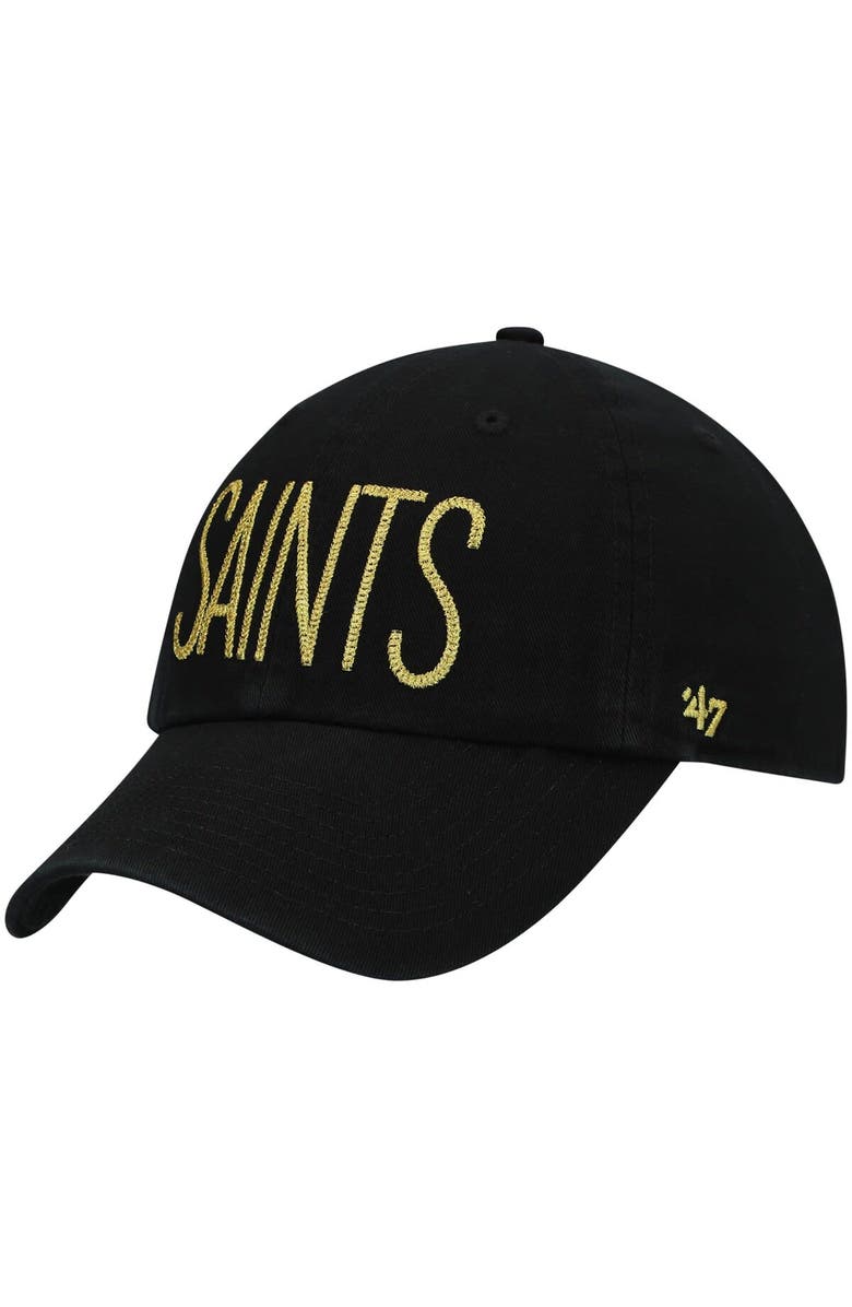 '47 Women's '47 Black New Orleans Saints Shimmer Text Clean Up Adjustable Hat, Main, color, 