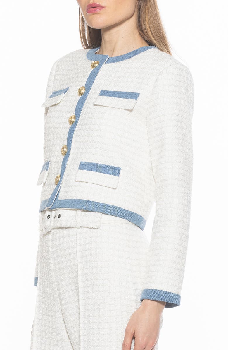 Alexia Admor Rose Tweed Jacket, Alternate, color, Ivory Denim