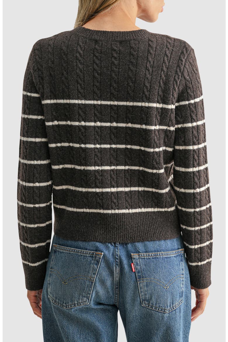 Striped Cable Knit Sweater, Alternate, color, BROWN CREAM STRIPE