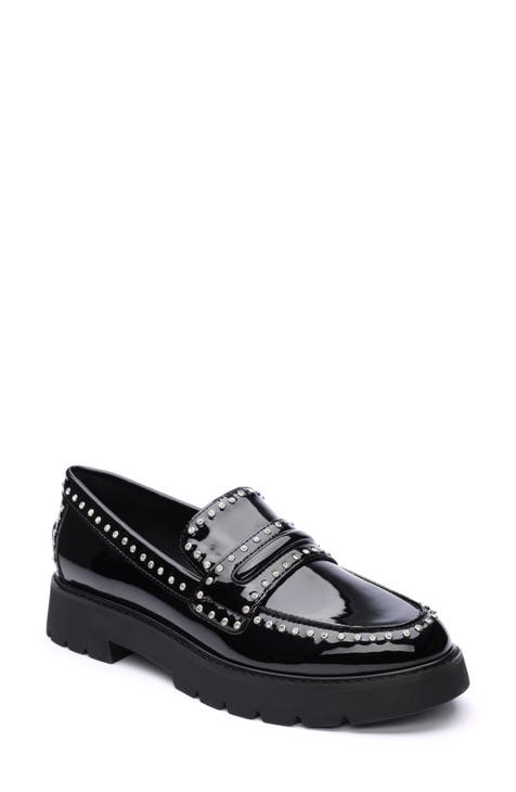 Patent fashion leather platform loafers