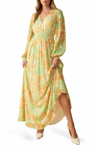 FLYING TOMATO Palm Frond Print Maxi Dress