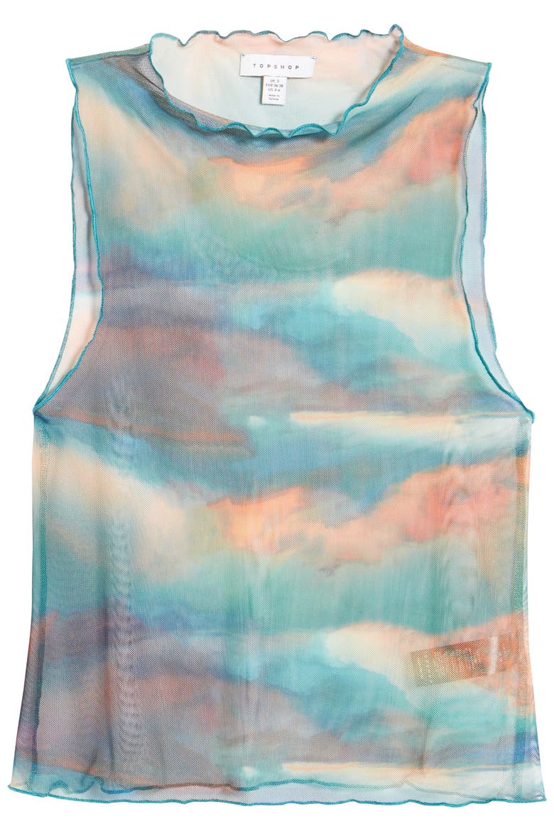 Landscape Mesh Tank, Alternate, color, BLUE MULTI