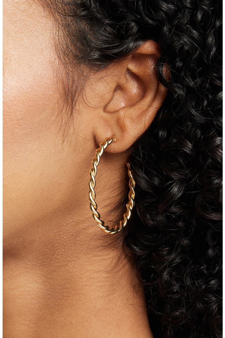 Twisted Hoop Earrings, Alternate, color, GOLD
