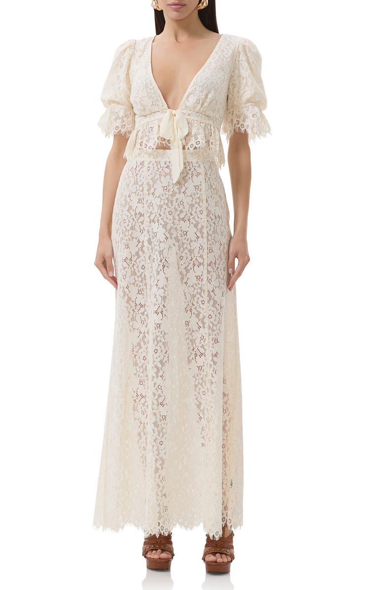 AFRM Oxford Semisheer Lace Maxi Skirt, Alternate, color, Gardenia