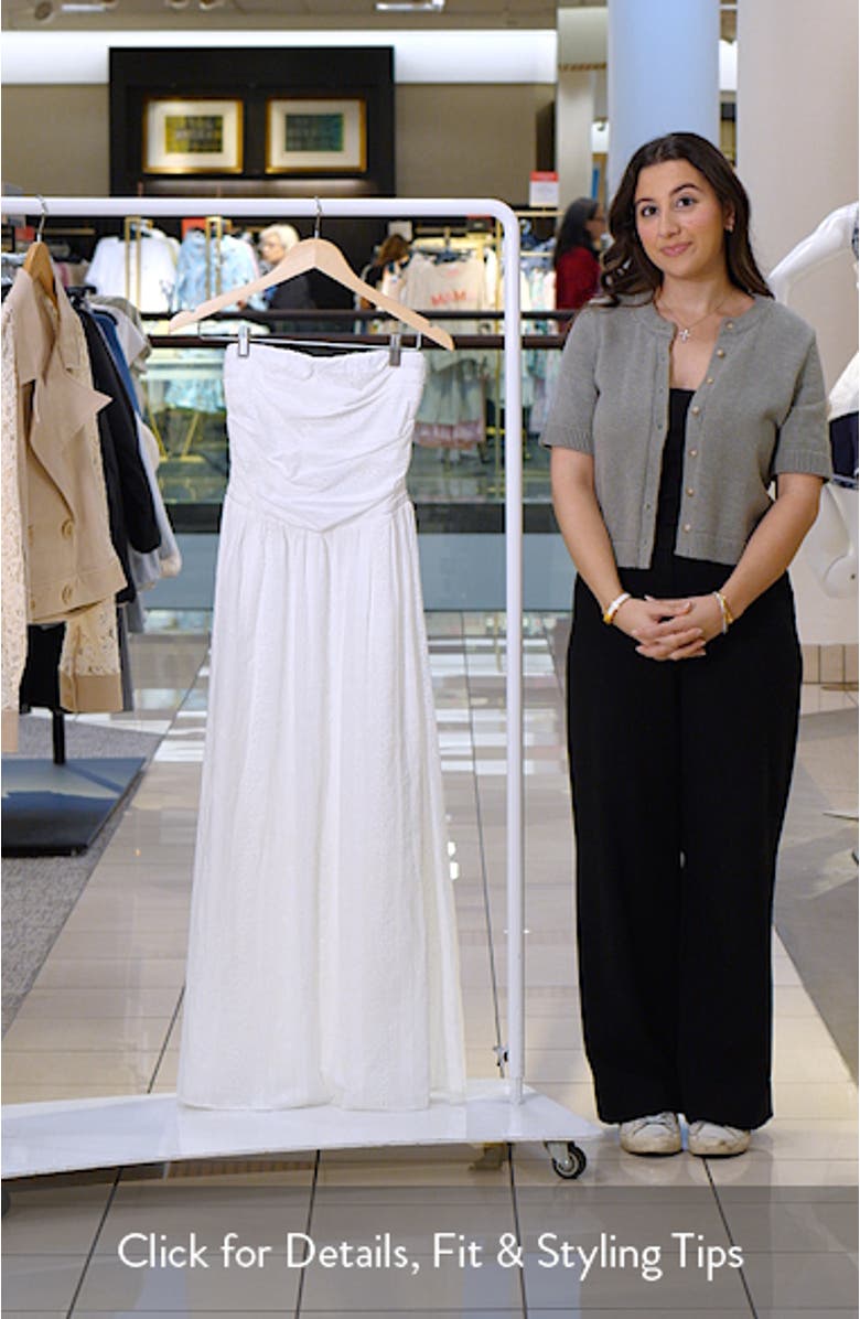 Pippa Gathered Eyelet Strapless Cotton Midi Dress, sales video thumbnail