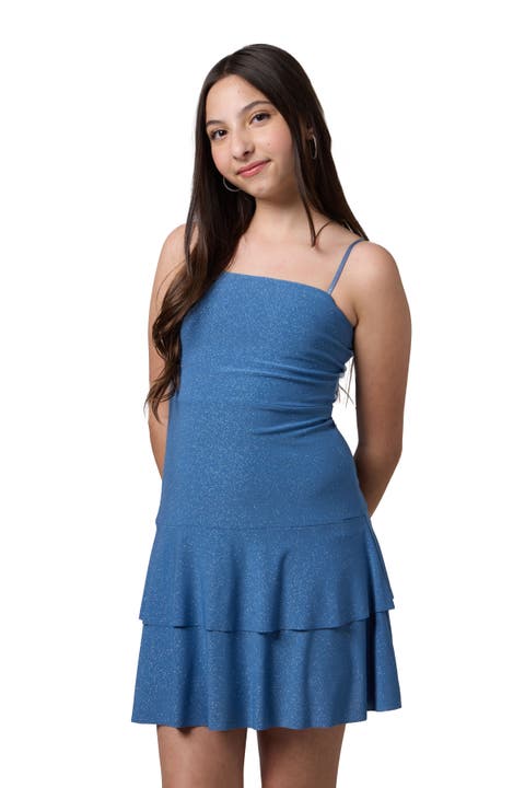 Glitter Bow Back Tiered Dress