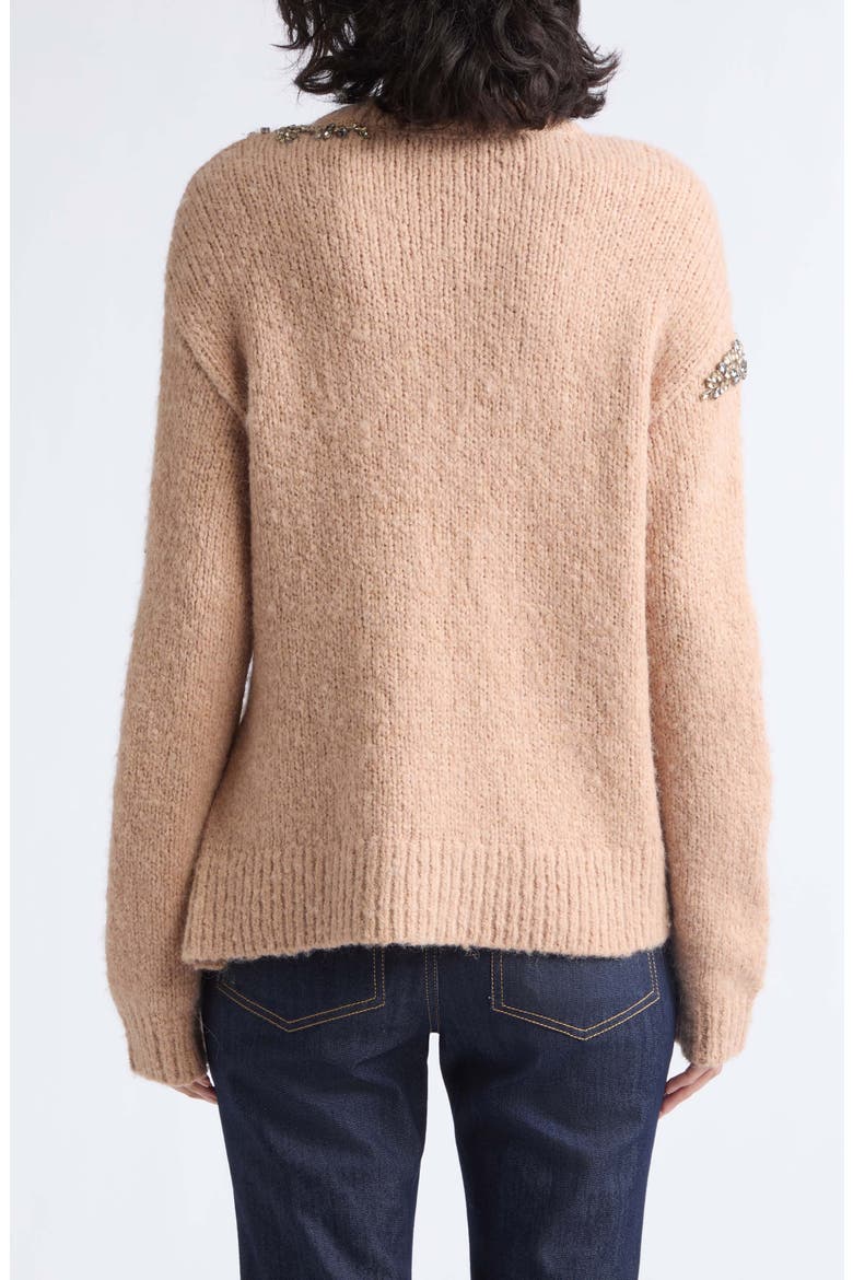 Crystal Lilliana Crewneck Sweater, Alternate, color, LIGHT RUSSET