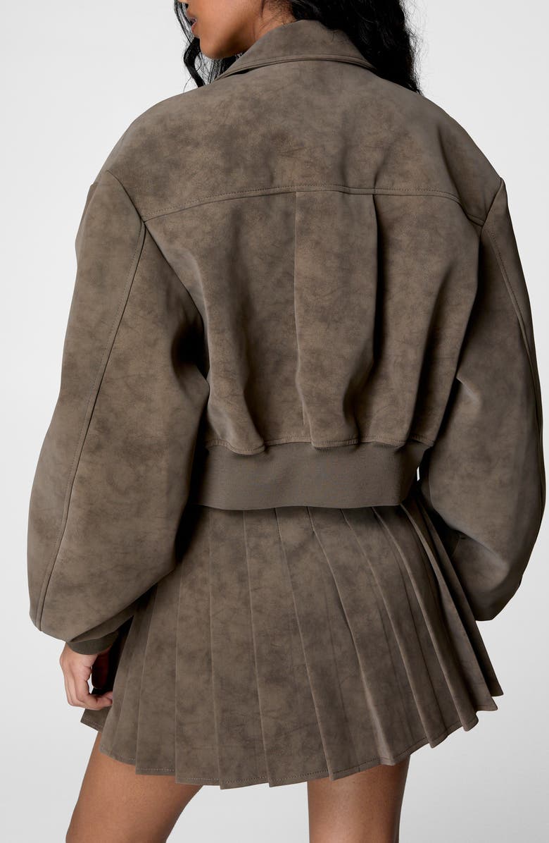 NASTY GAL Oversize Faux Suede Bomber Jacket, Alternate, color, Brown