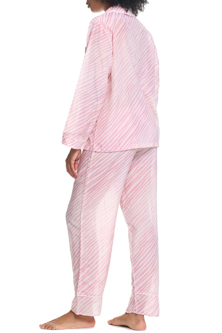 Zebra Cotton & Silk Pajamas, Alternate, color, PINK
