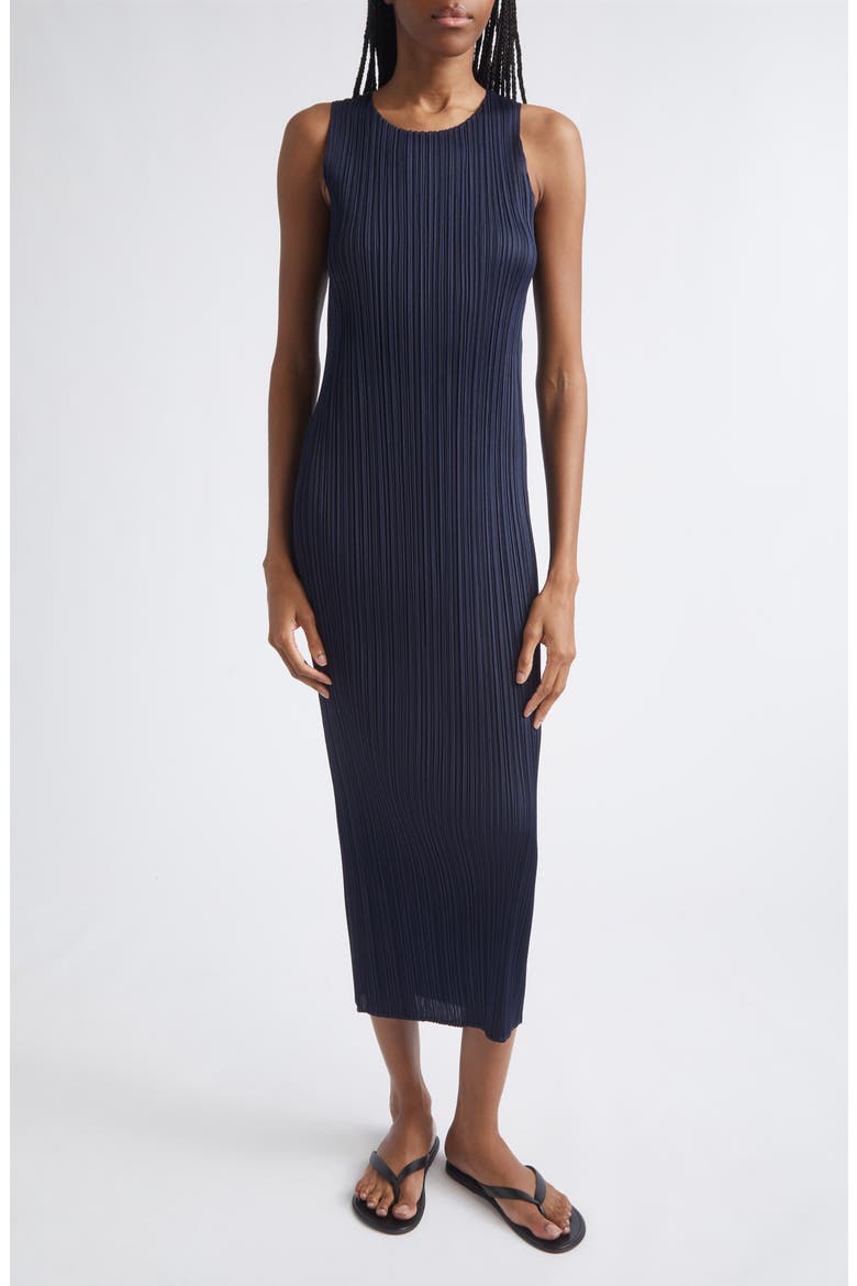 New Colorful Basics 4 Pleated Sleeveless Dress, Main, color, NAVY