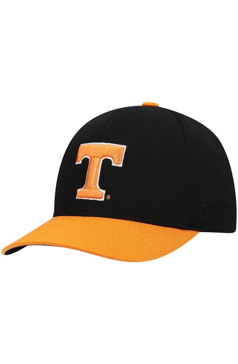TOP OF THE WORLD Men's Top of the World Black/Tennessee Orange Tennessee Volunteers Two-Tone Reflex Hybrid Tech Flex Hat, Alternate, color, 