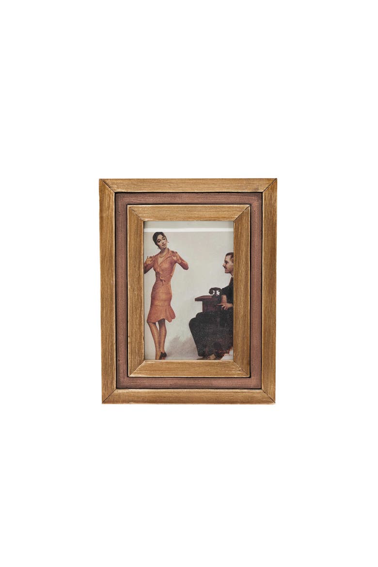 4x6 Rust Picture Frame Natural Wood MDF Metal & Glass, Main, color, Brown