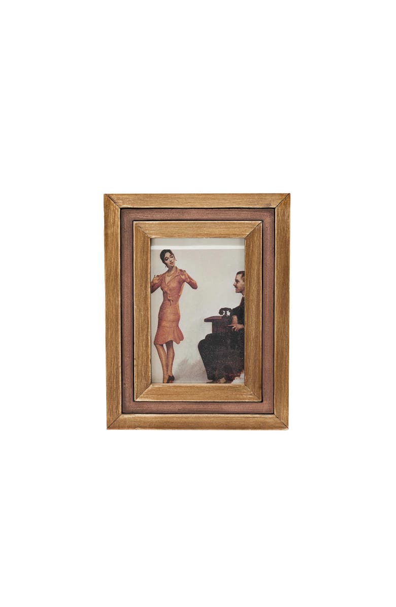 Foreside Home and Garden 4x6 Rust Picture Frame Natural Wood MDF Metal & Glass, Main, color, Brown