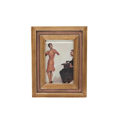 4x6 Rust Picture Frame Natural Wood MDF Metal & Glass